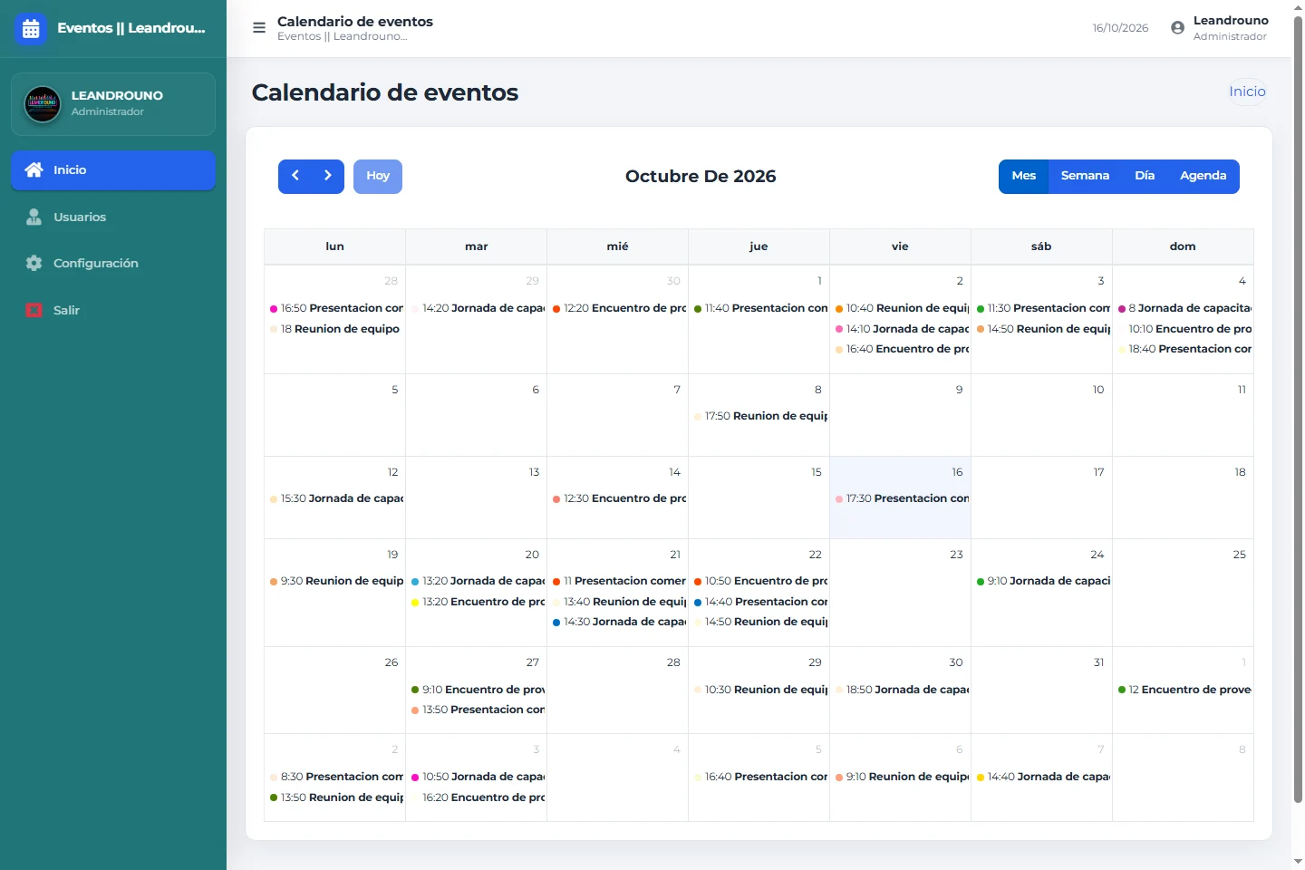 Sistema de eventos